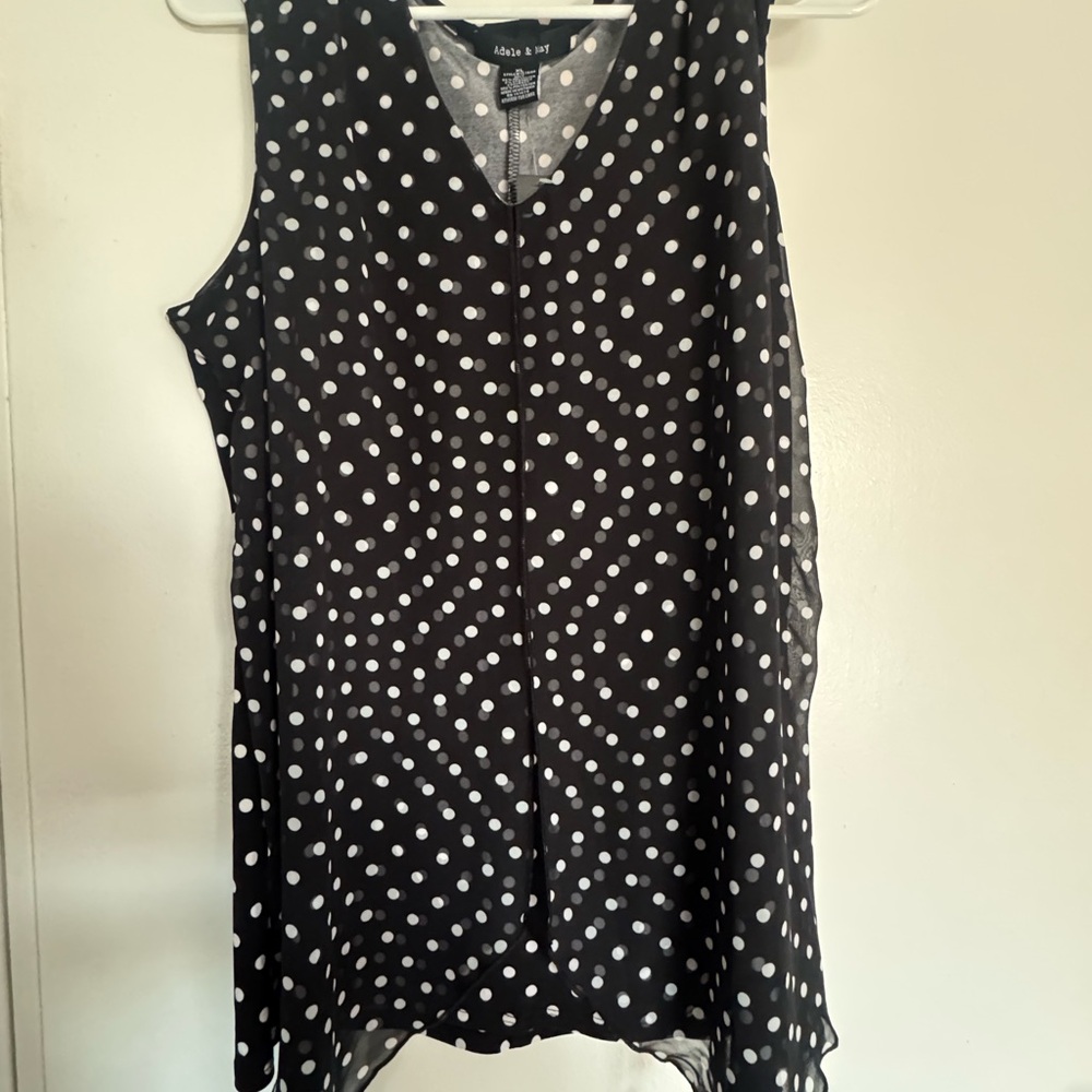 Adele & Sky Women's Black Polka Dot Sleeveless Top
